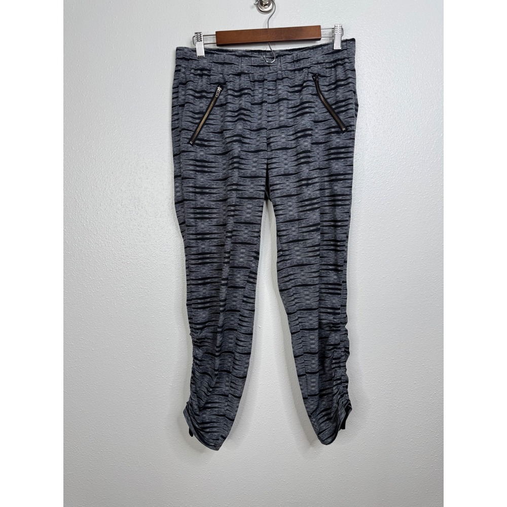 Athleta Metro Slouch Pants Gray Black Space‎ Dye Ruched Jogger Womens 10